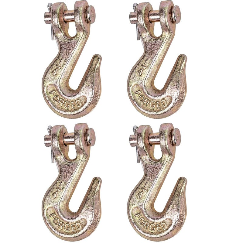 Lechansen 1/4'' G80 Chain Hook, 4 Pack Grade 80 Clevis Grab Hook Heavy Duty, 1/4 inch Tow Chain Hook for G80 Transport Chain and Load Binder, Trailer Truck, 3,300 Lbs Working Load Limit - Image 1
